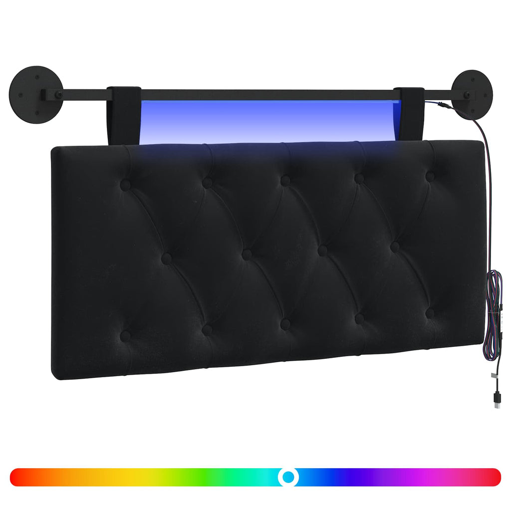 Cabecero colgante Con luz LED Negro Terciopelo