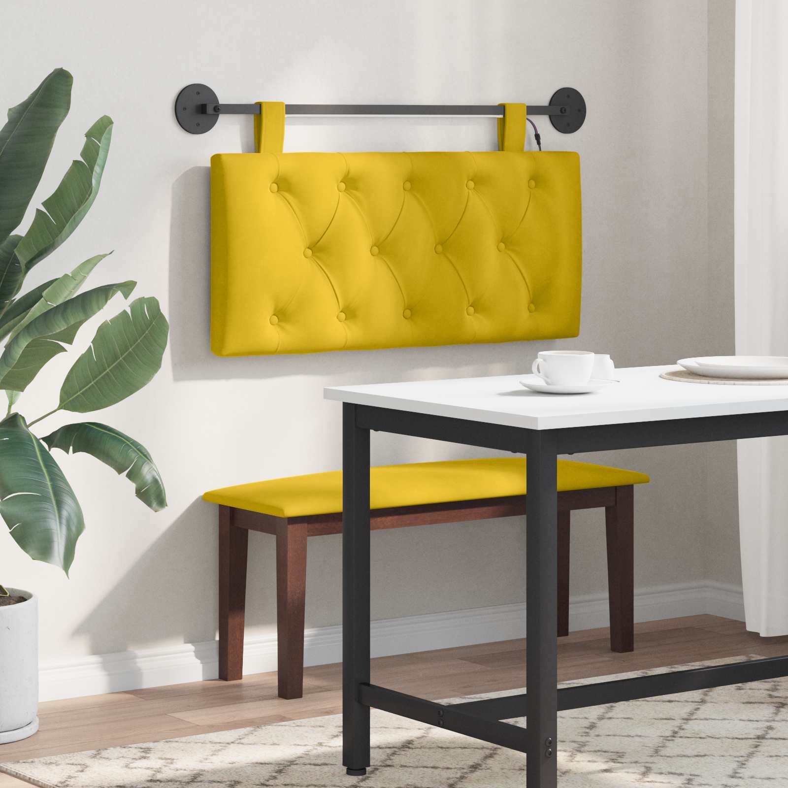 Cabecero colgante Con luz LED Amarillo Terciopelo