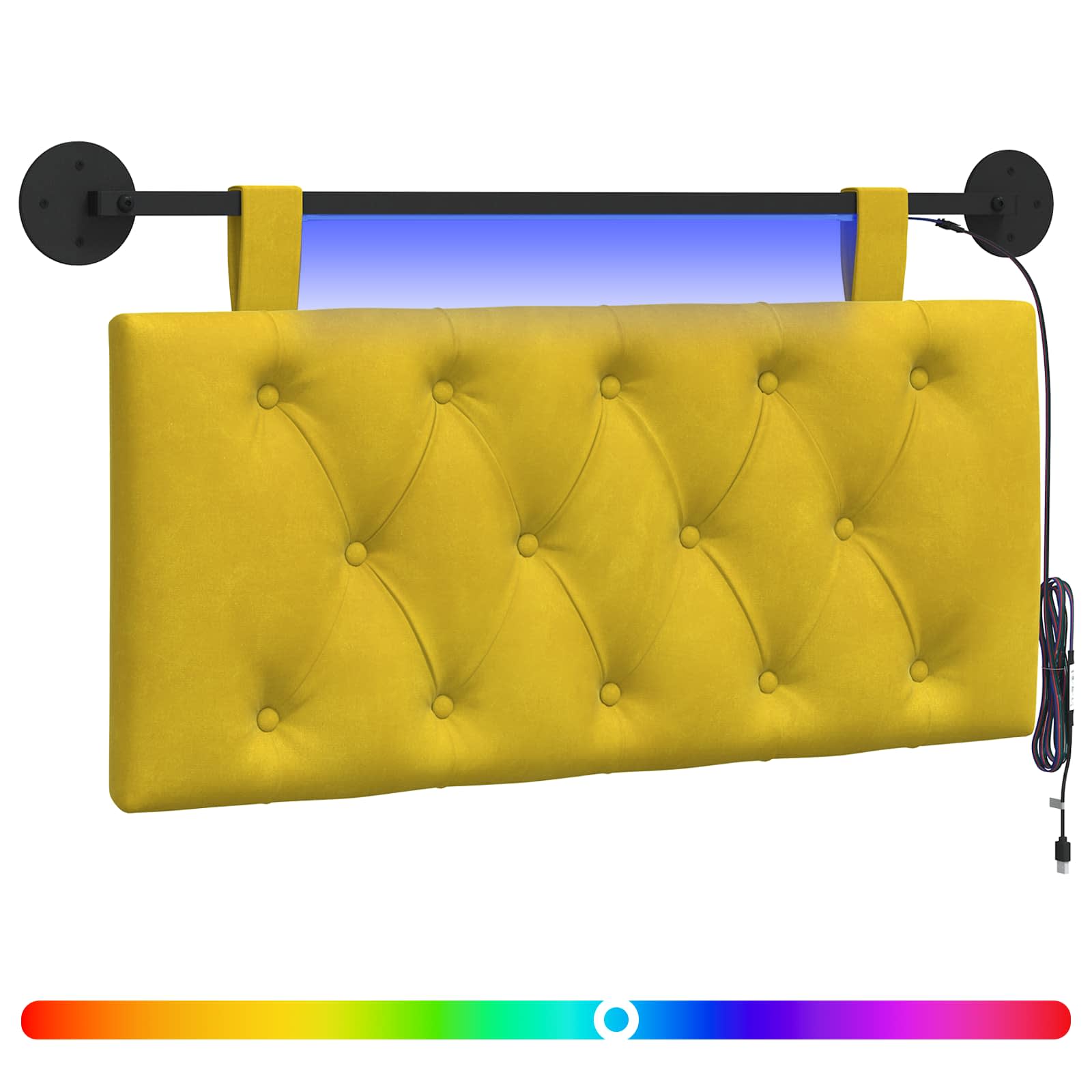 Cabecero colgante Con luz LED Amarillo Terciopelo