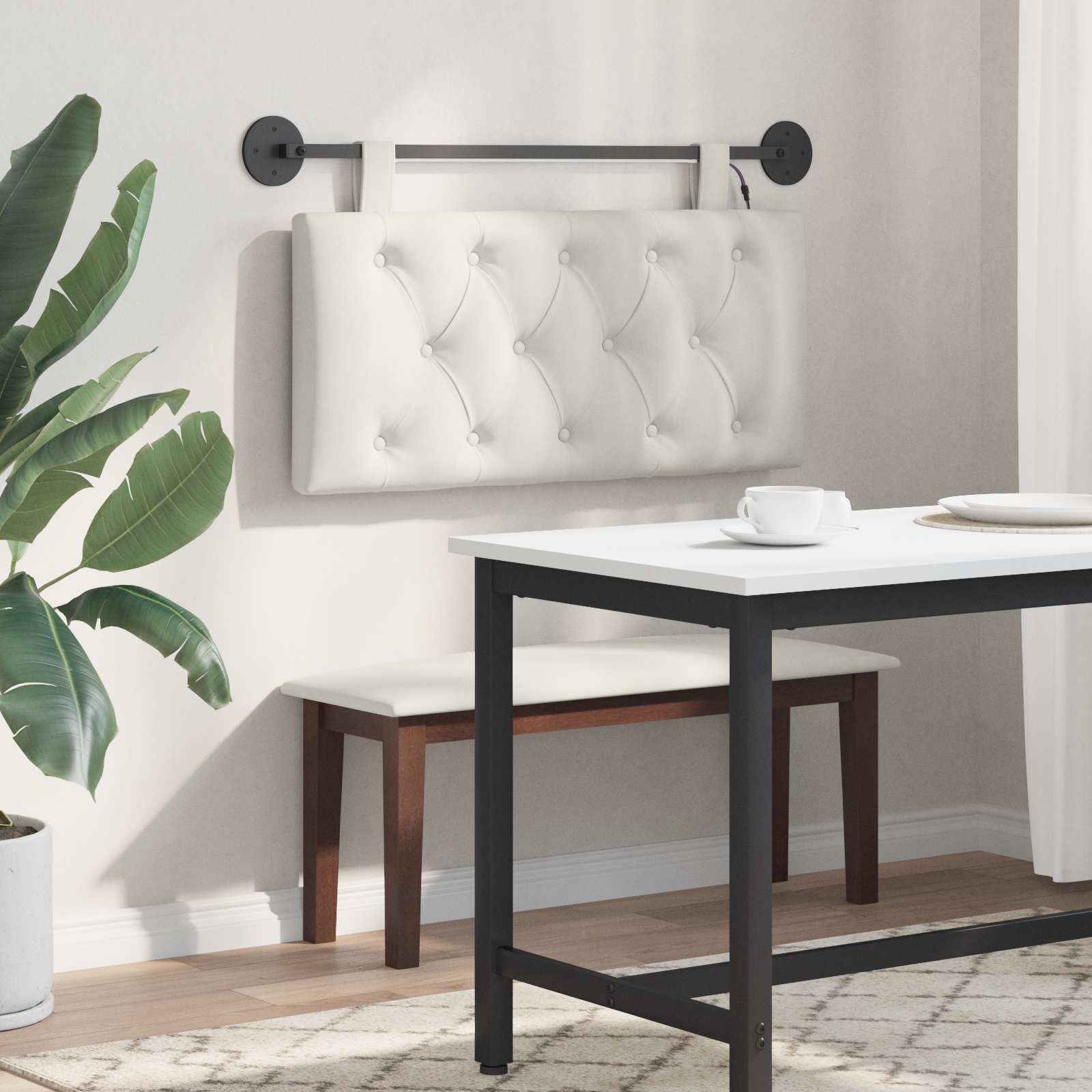 Cabecero colgante Con luz LED Crema Terciopelo