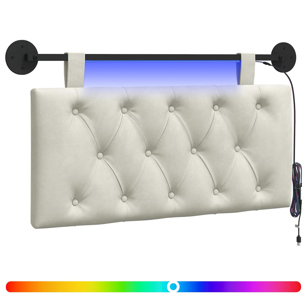 Cabecero colgante Con luz LED Crema Terciopelo