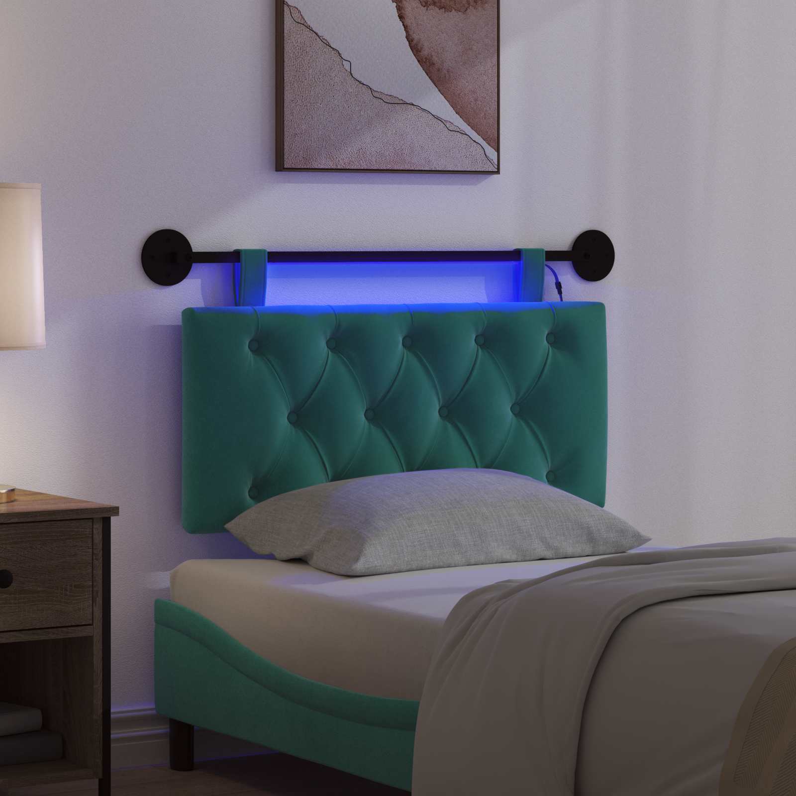 Cabecero colgante Con luz LED Tuquesa Terciopelo