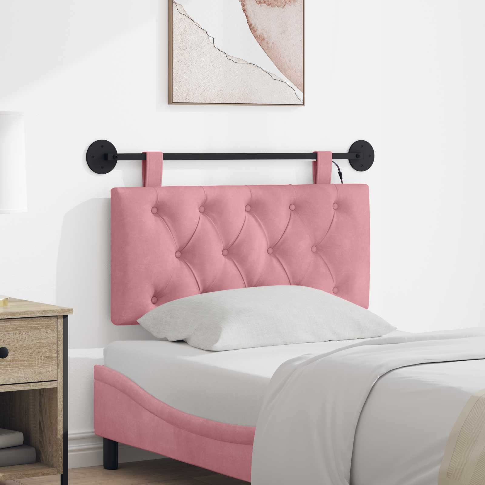 Cabecero colgante Con luz LED Rosa Terciopelo