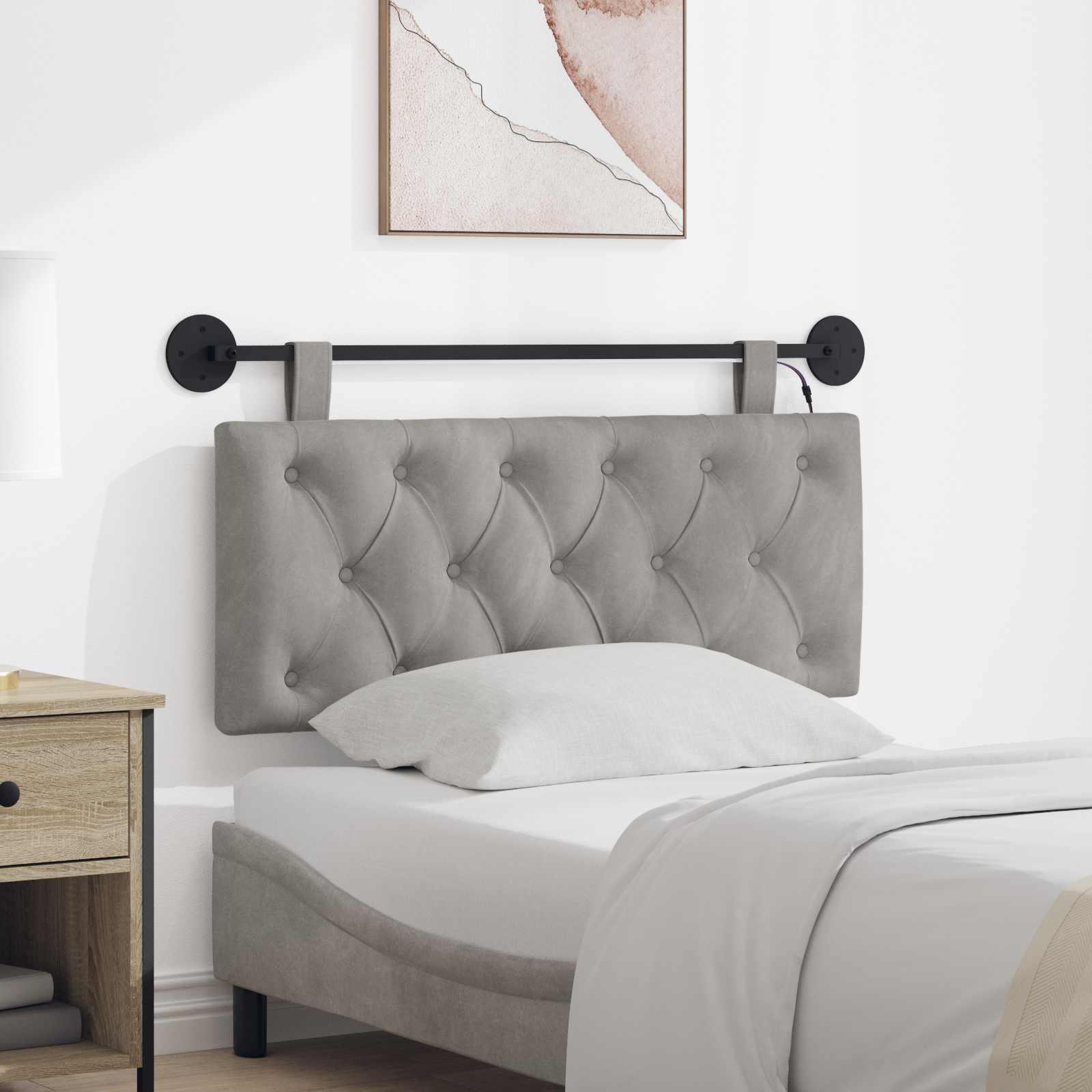 Cabecero colgante Con luz LED Gris Claro Terciopelo