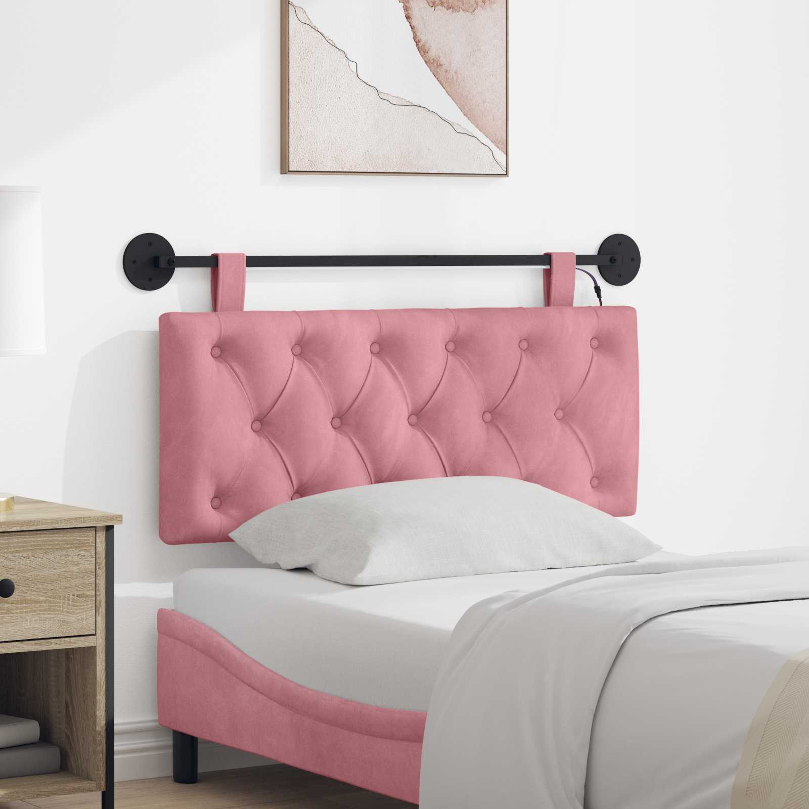 Cabecero colgante Con luz LED Rosa Terciopelo