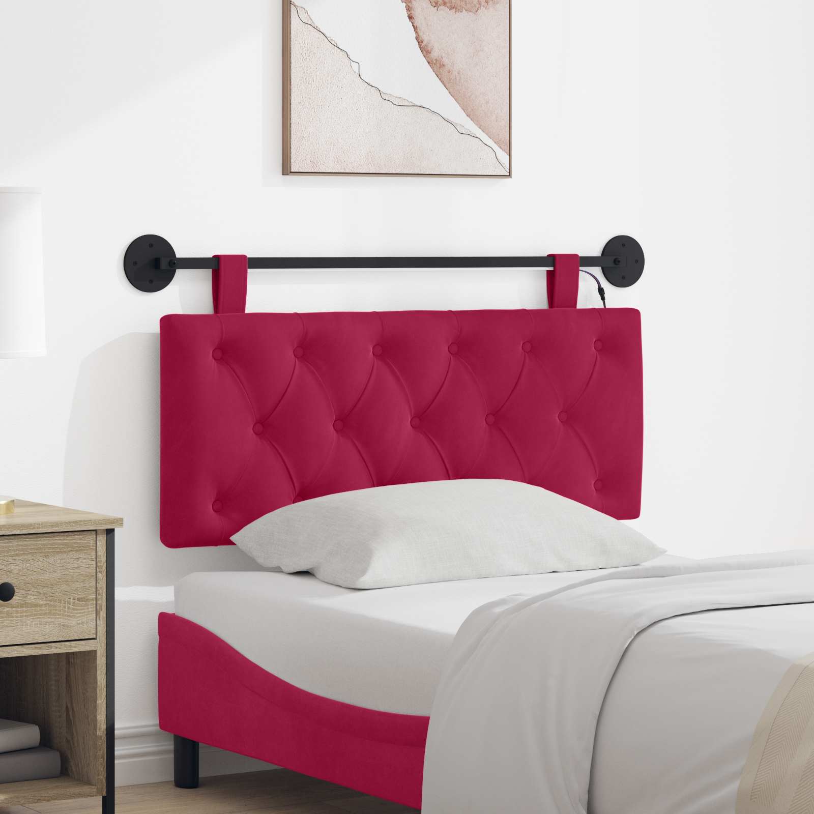 Cabecero colgante Con luz LED Rojo vino Terciopelo
