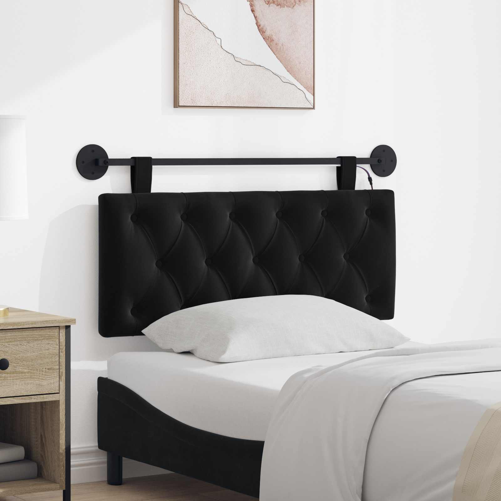 Cabecero colgante Con luz LED Negro Terciopelo
