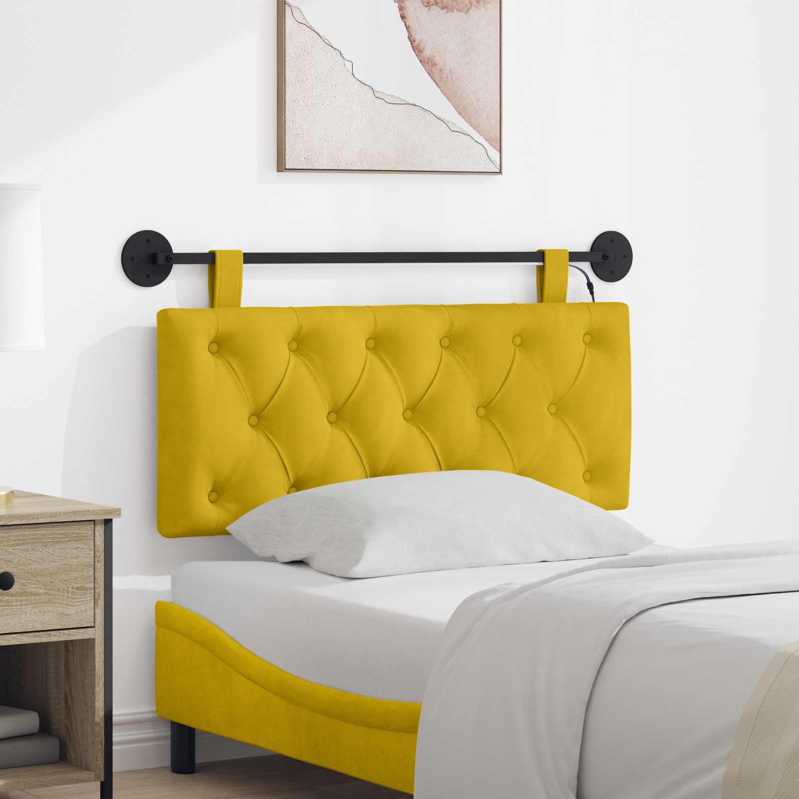 Cabecero colgante Con luz LED Amarillo Terciopelo