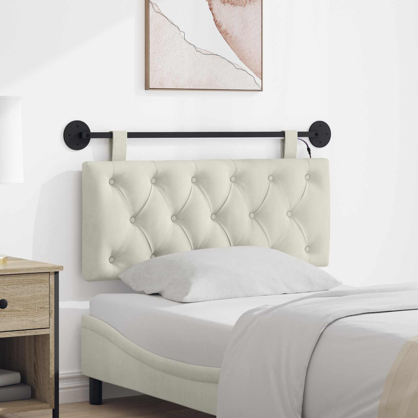Cabecero colgante Con luz LED Crema Terciopelo