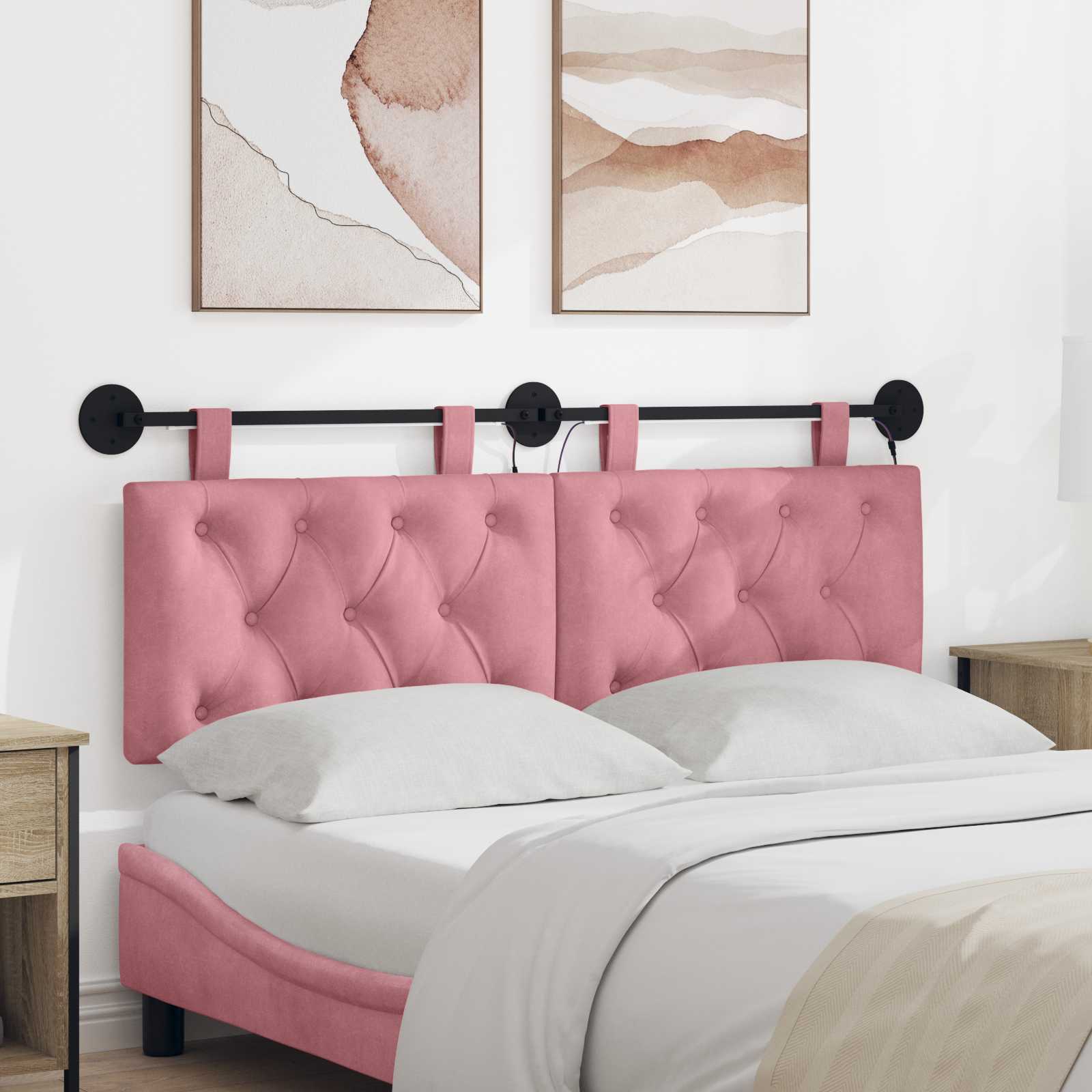 Cabecero colgante Con luz LED Rosa Terciopelo