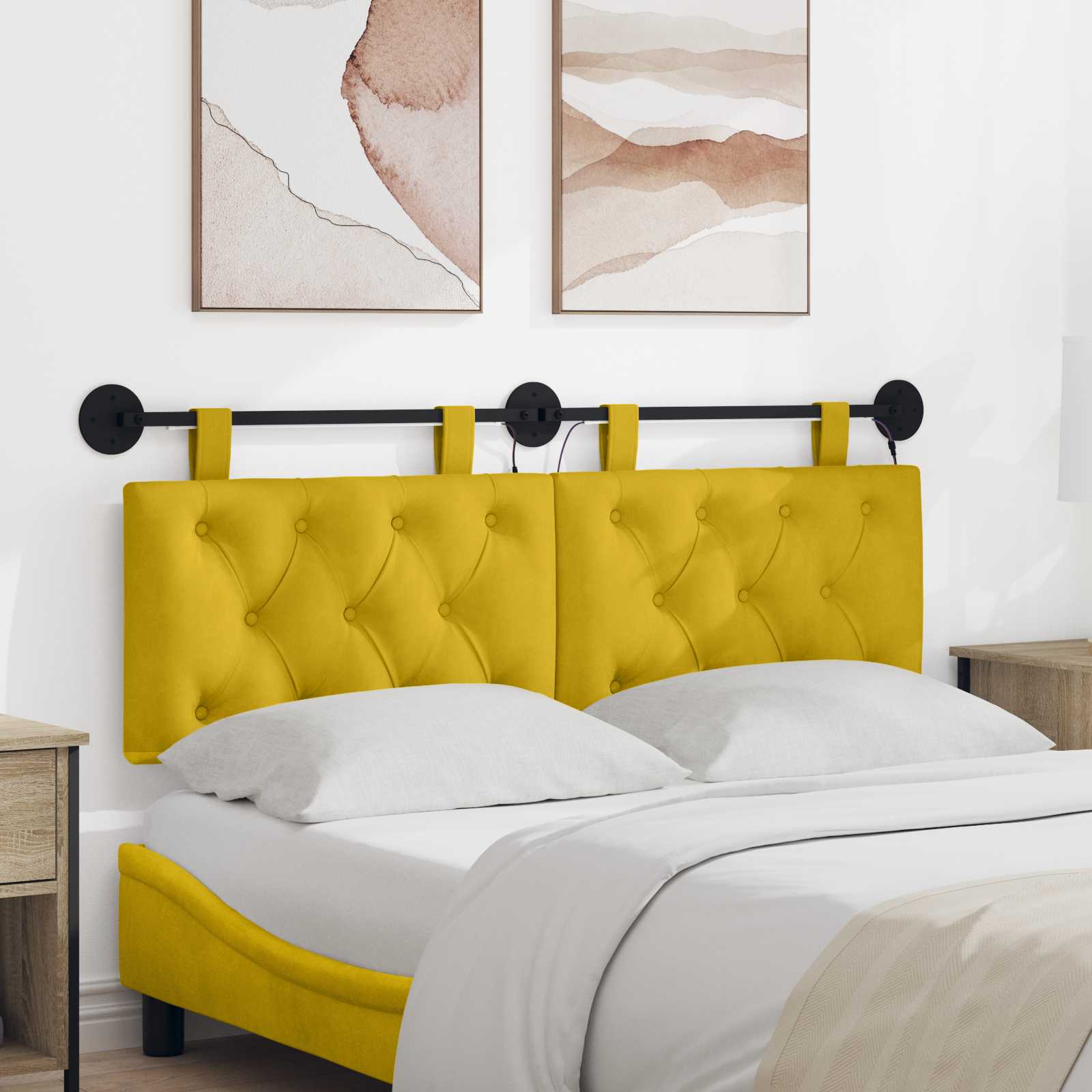 Cabecero colgante Con luz LED Amarillo Terciopelo