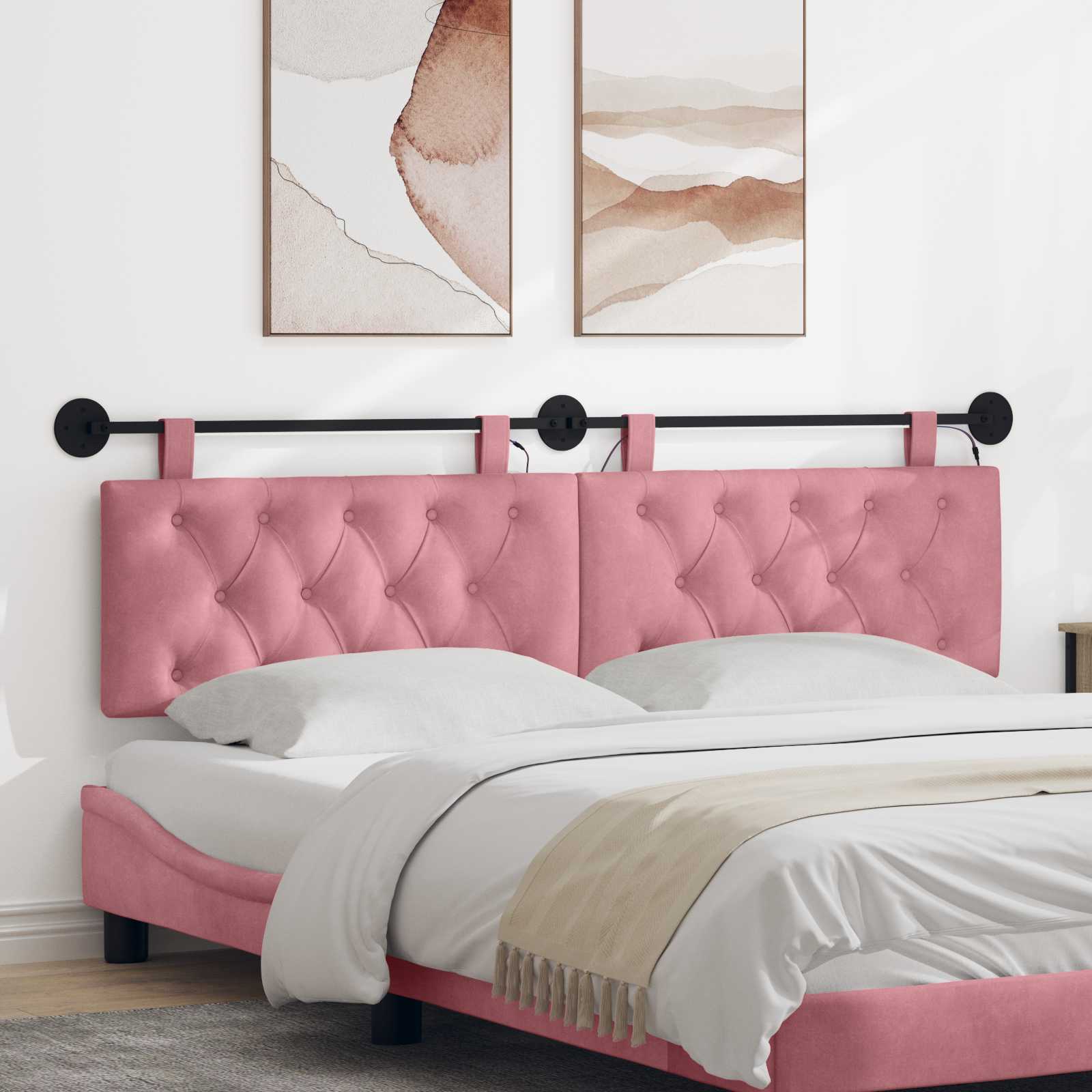 Cabecero colgante Con luz LED Rosa Terciopelo