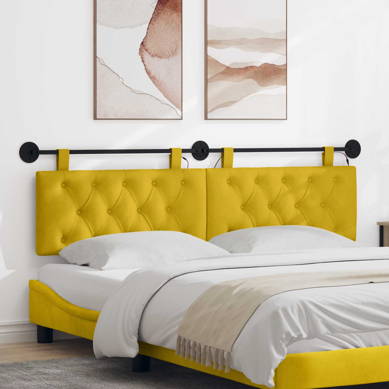 Cabecero colgante Con luz LED Amarillo Terciopelo
