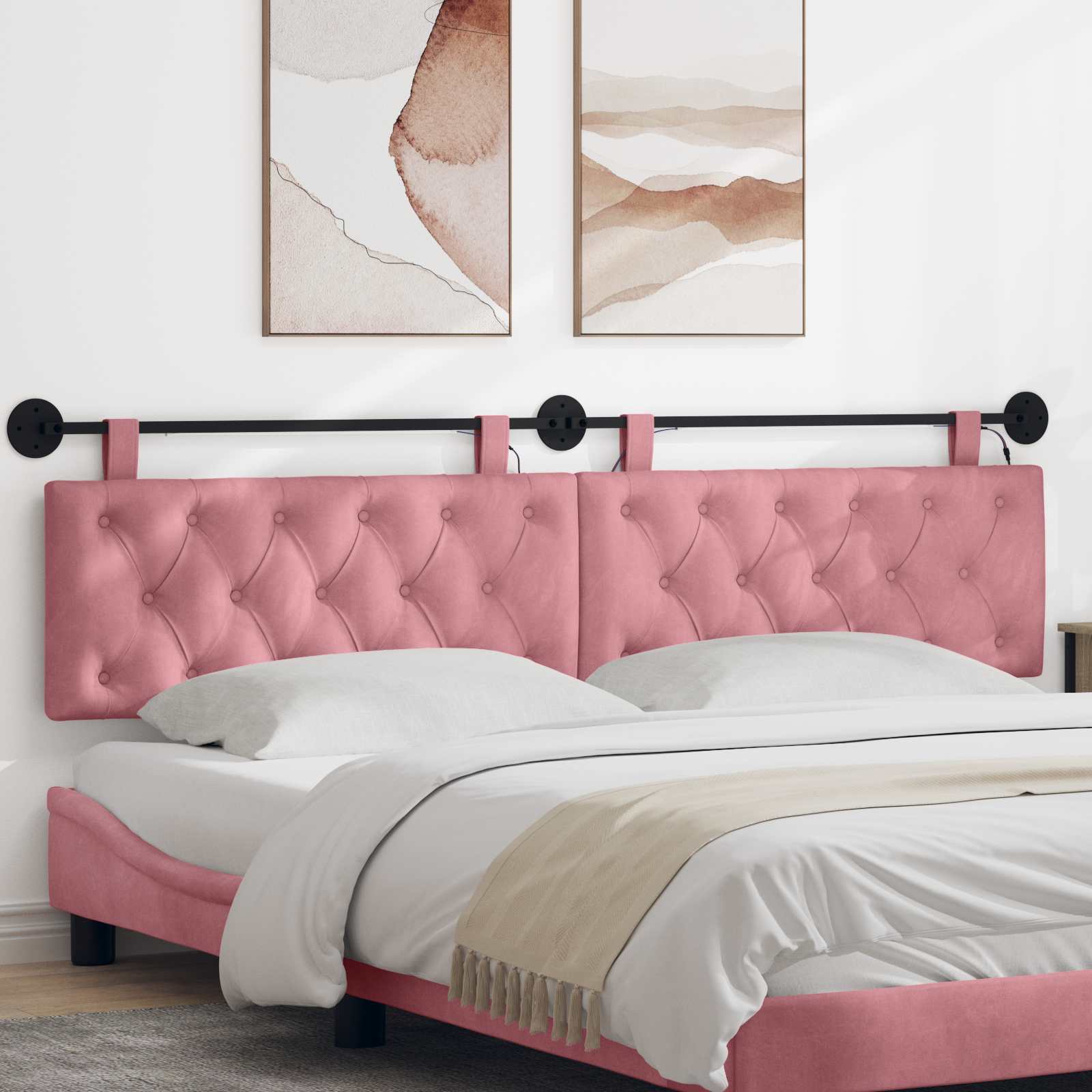 Cabecero colgante Con luz LED Rosa Terciopelo