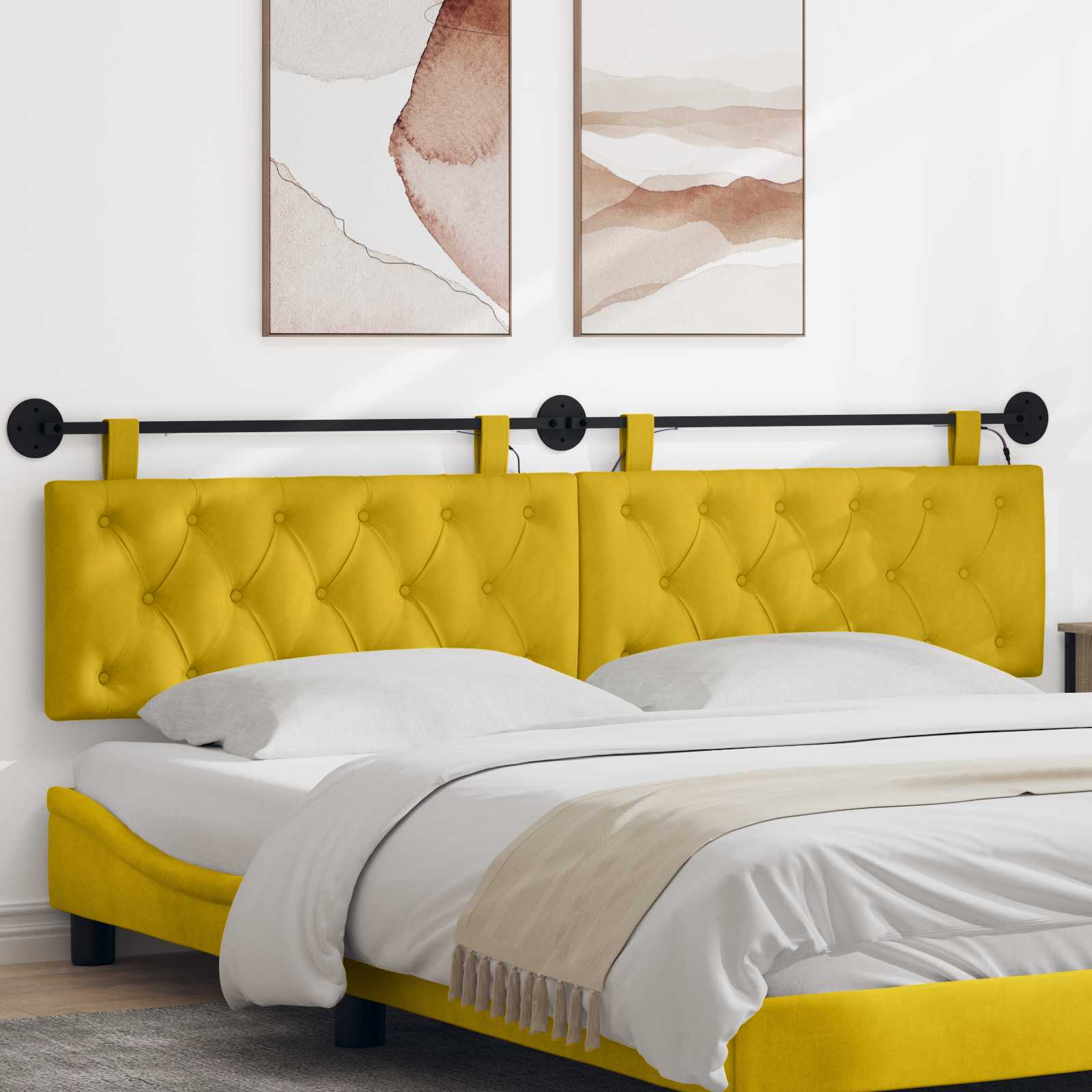 Cabecero colgante Con luz LED Amarillo Terciopelo
