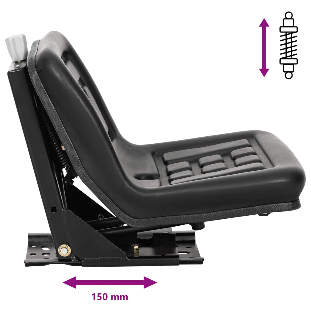 Asiento de tractor con suspensión Negro 39,5 x 52 x 43 cm