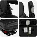 Asiento de tractor con suspensión Negro 60 x 58 x 72 cm