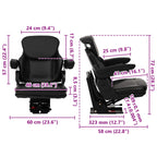 Asiento de tractor con suspensión Negro 60 x 58 x 72 cm