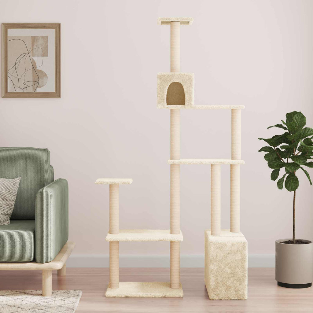 Árbol para gatos con postes de sisal Crema 177,5 cm