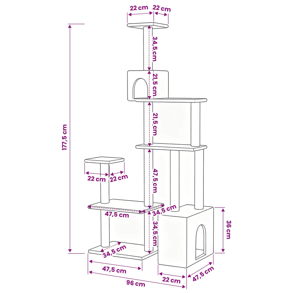 Árbol para gatos con postes de sisal Crema 177,5 cm