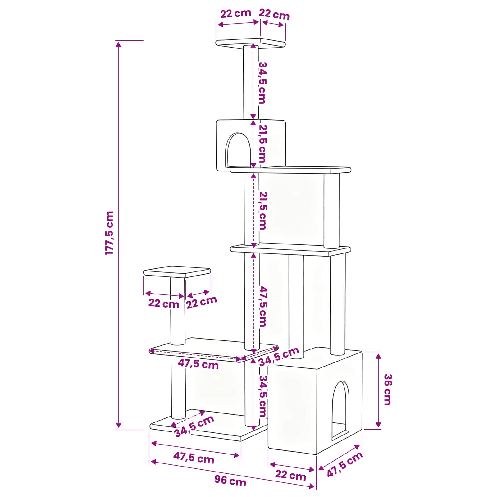 Árbol para gatos con postes de sisal Crema 177,5 cm