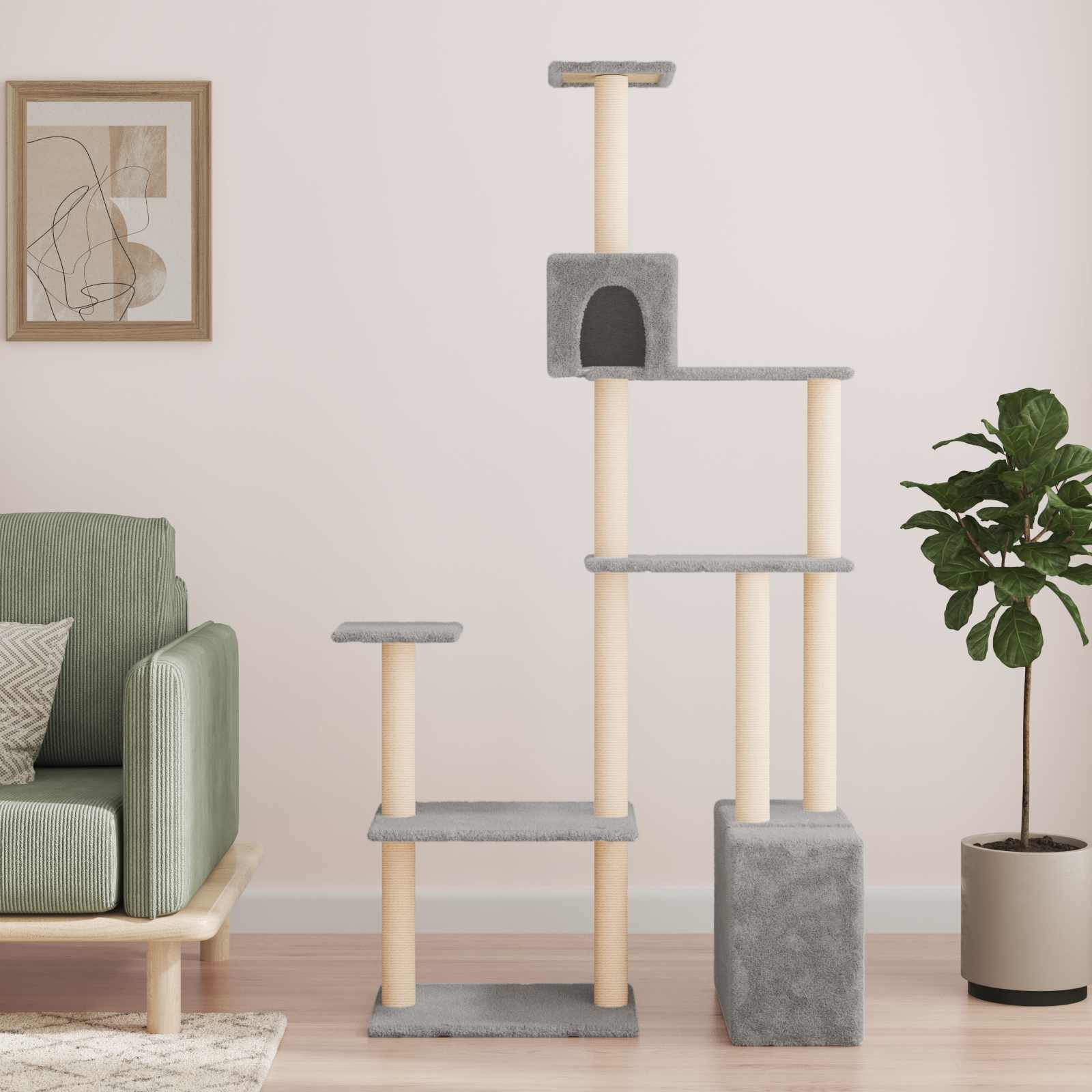 Árbol para gatos con postes de sisal Crema 177,5 cm