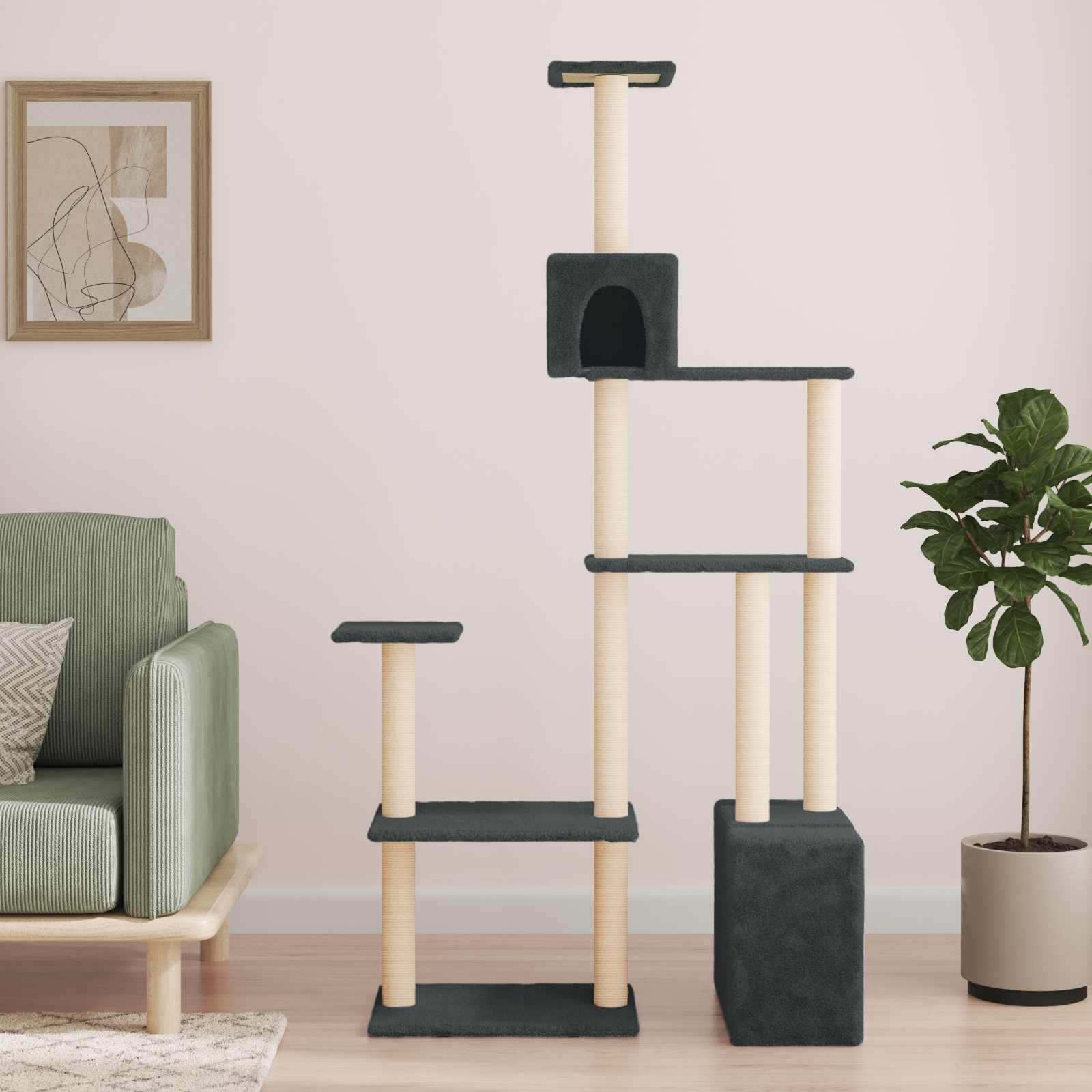 Árbol para gatos con postes de sisal Crema 177,5 cm