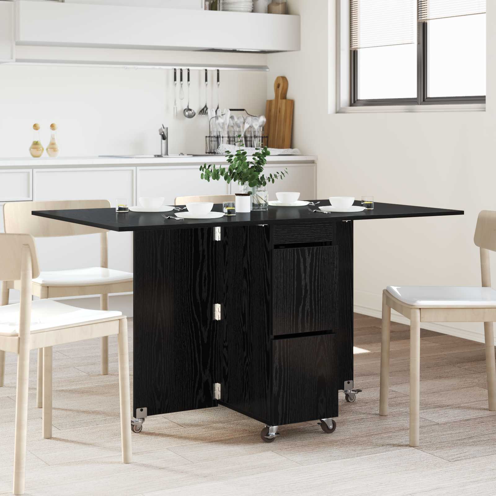 Mesa de comedor 2 pcs 140 x 80 x 77 cm Madera de ingeniería