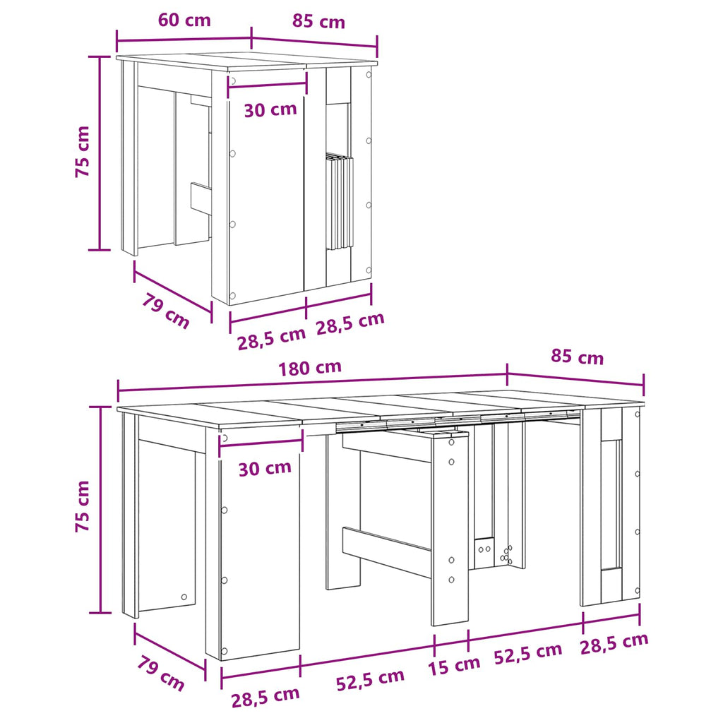 Mesa de comedor 180 x 85 x 75 cm Madera de ingeniería
