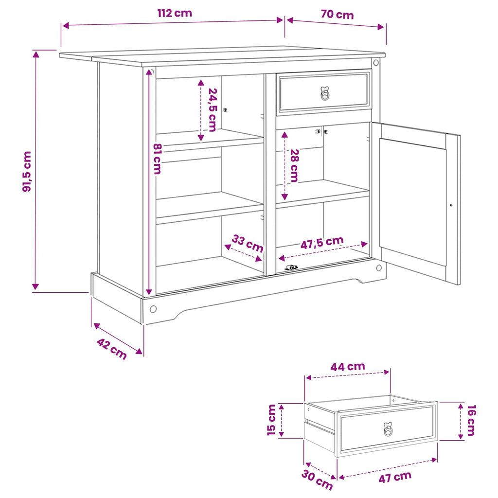 Carro de Cocina 2 pcs y Cera de Miel 112 x 70 x 91,5 cm