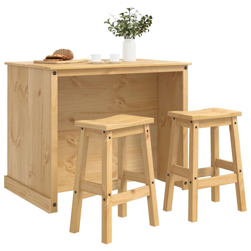 Juego de isla de cocina 3 pcs Cera de Miel Pino macizo