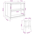 Juego de isla de cocina 3 pcs Cera de Miel Pino macizo
