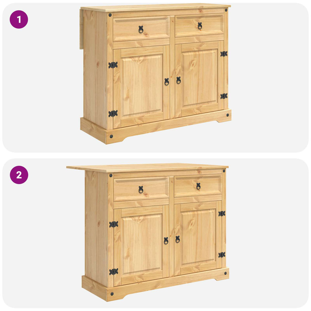 Juego de isla de cocina con cajón Corona 3 pcs Cera de Miel