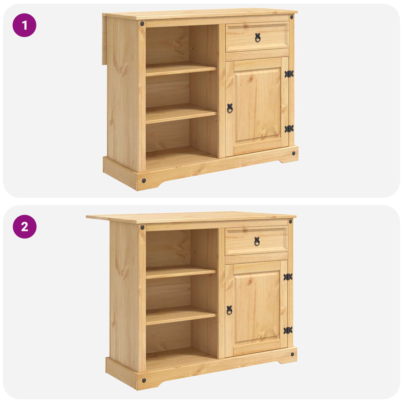Juego de isla de cocina 3 pcs Cera de Miel Pino macizo