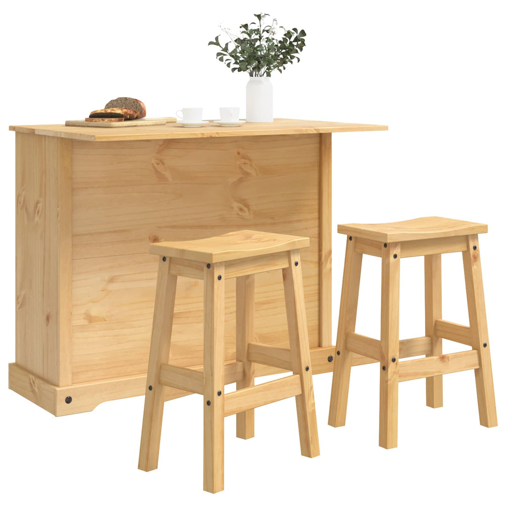 Juego de isla de cocina 3 pcs Cera de Miel Pino macizo