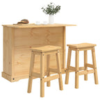 Juego de isla de cocina 3 pcs Cera de Miel Pino macizo