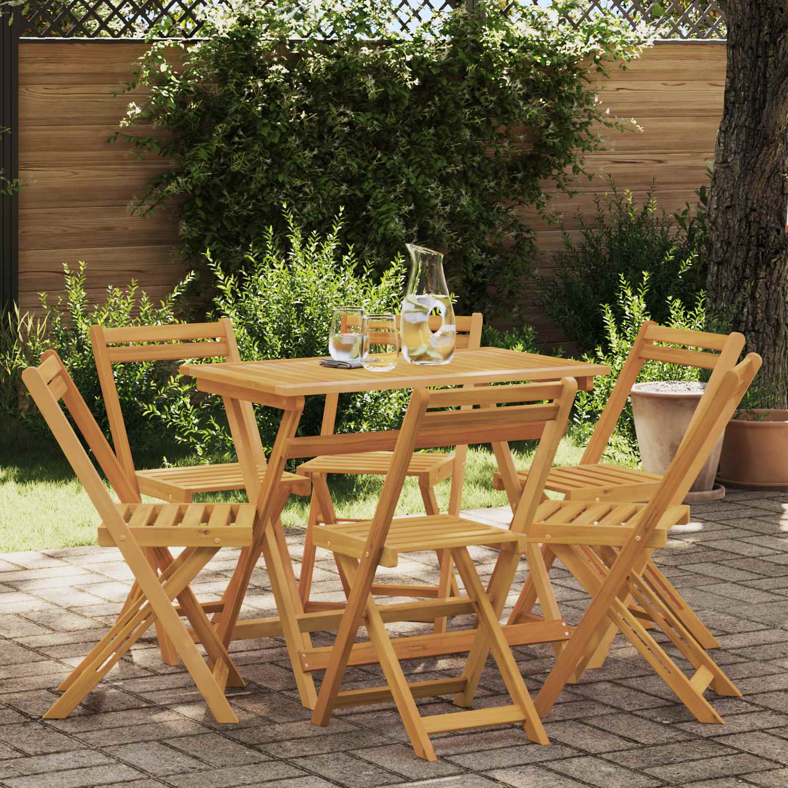 Sillas de jardín plegables 6 pcs Natural 40 x 53 x 80 cm