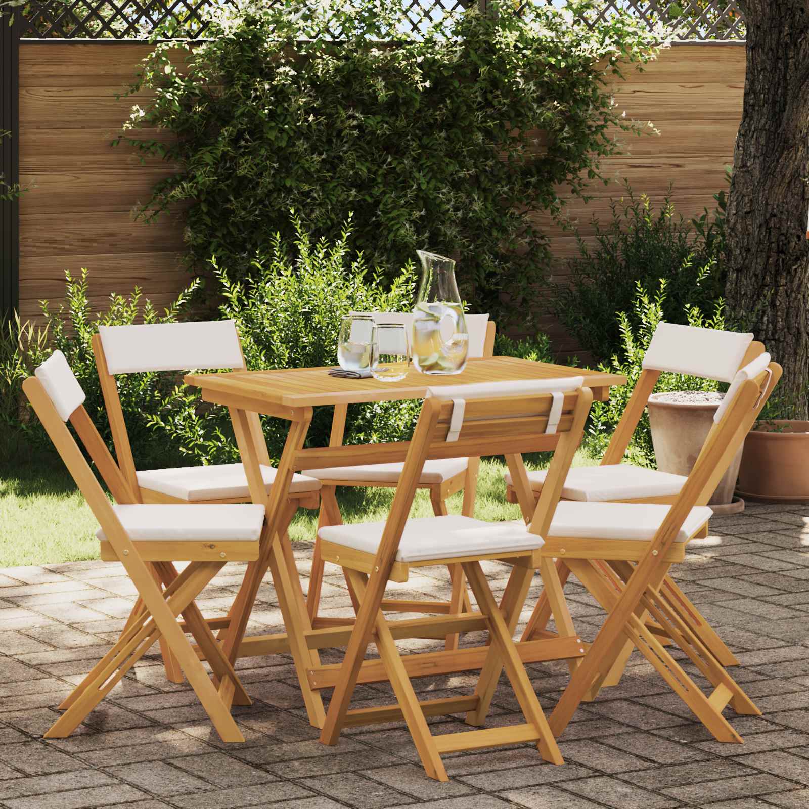 Sillas Bistro de Exterior 6 pcs Blanco Crema 40 x 53 x 80 cm