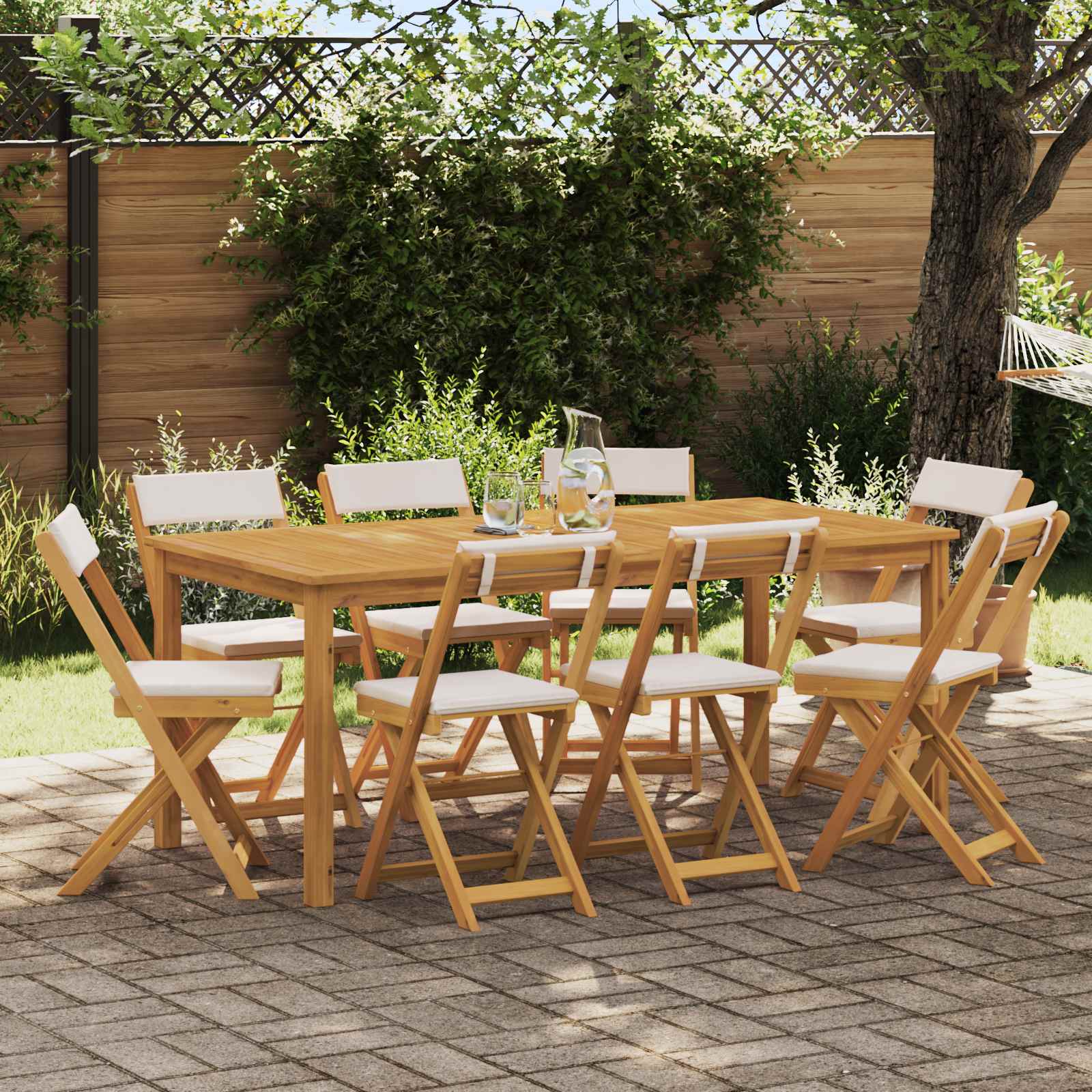 Sillas Bistro de Exterior 8 pcs Blanco Crema 40 x 53 x 80 cm