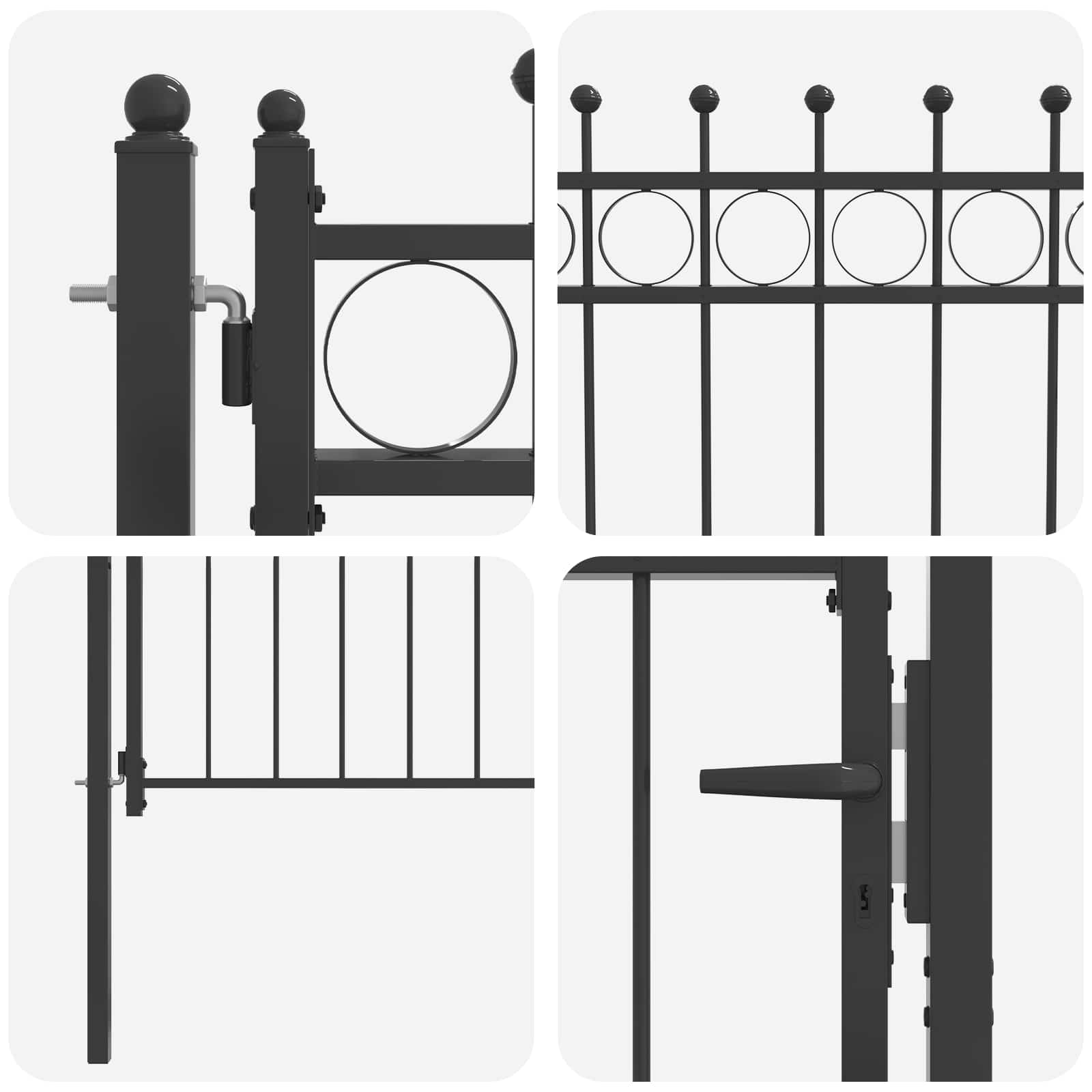 Puerta de cerca HORST 100 x 100 cm Metal Negro Con cerradura