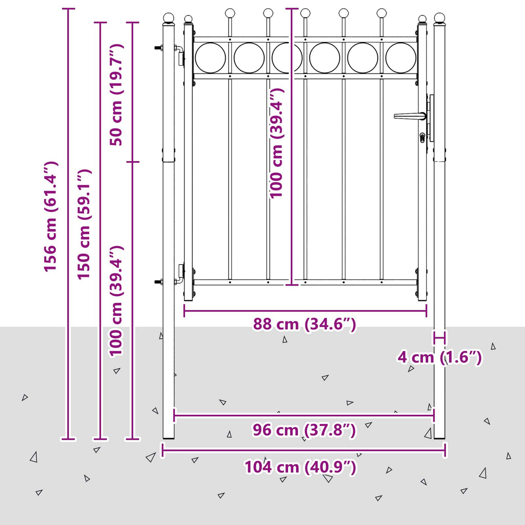 Puerta de cerca HORST 100 x 100 cm Metal Negro Con cerradura
