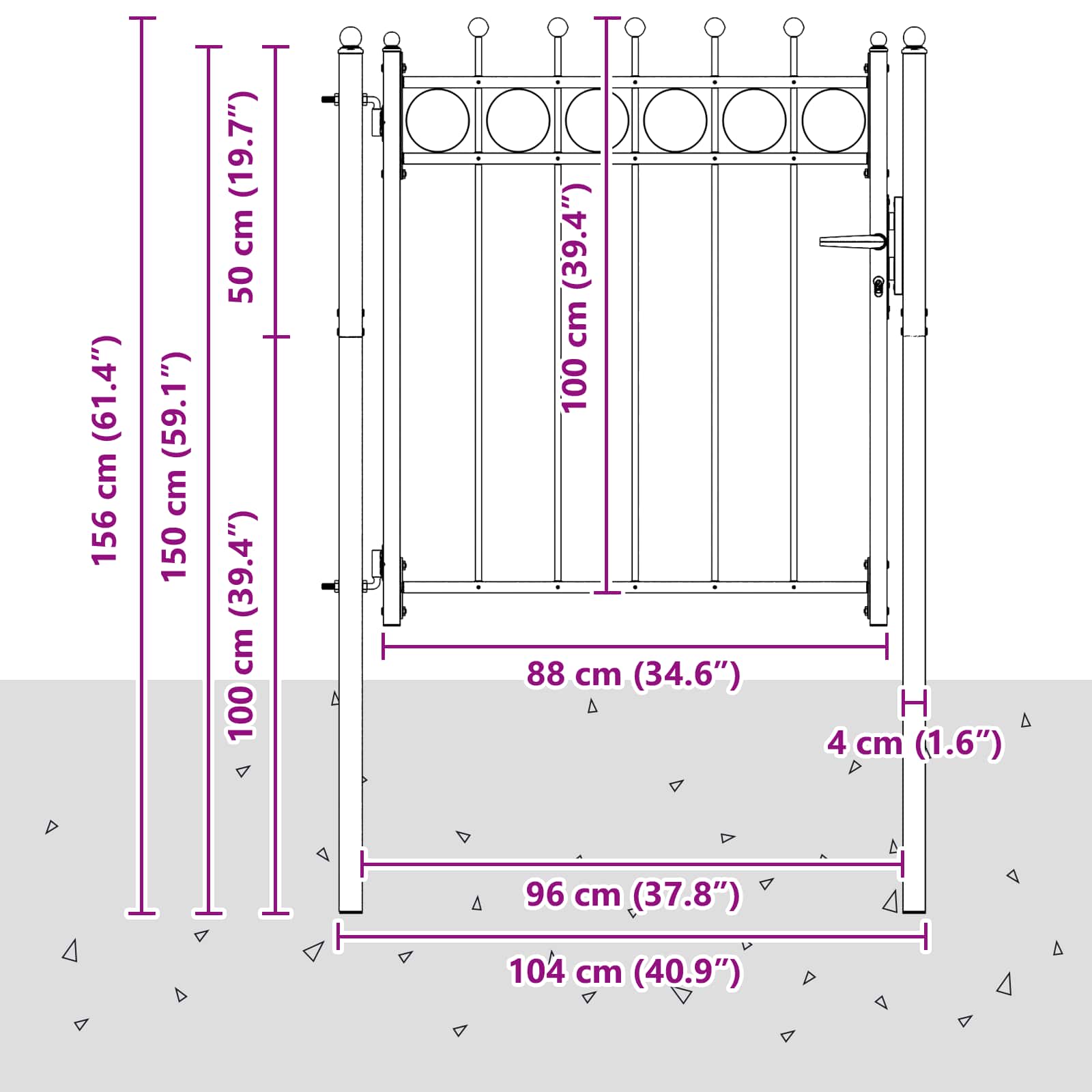 Puerta de cerca HORST 100 x 100 cm Metal Negro Con cerradura