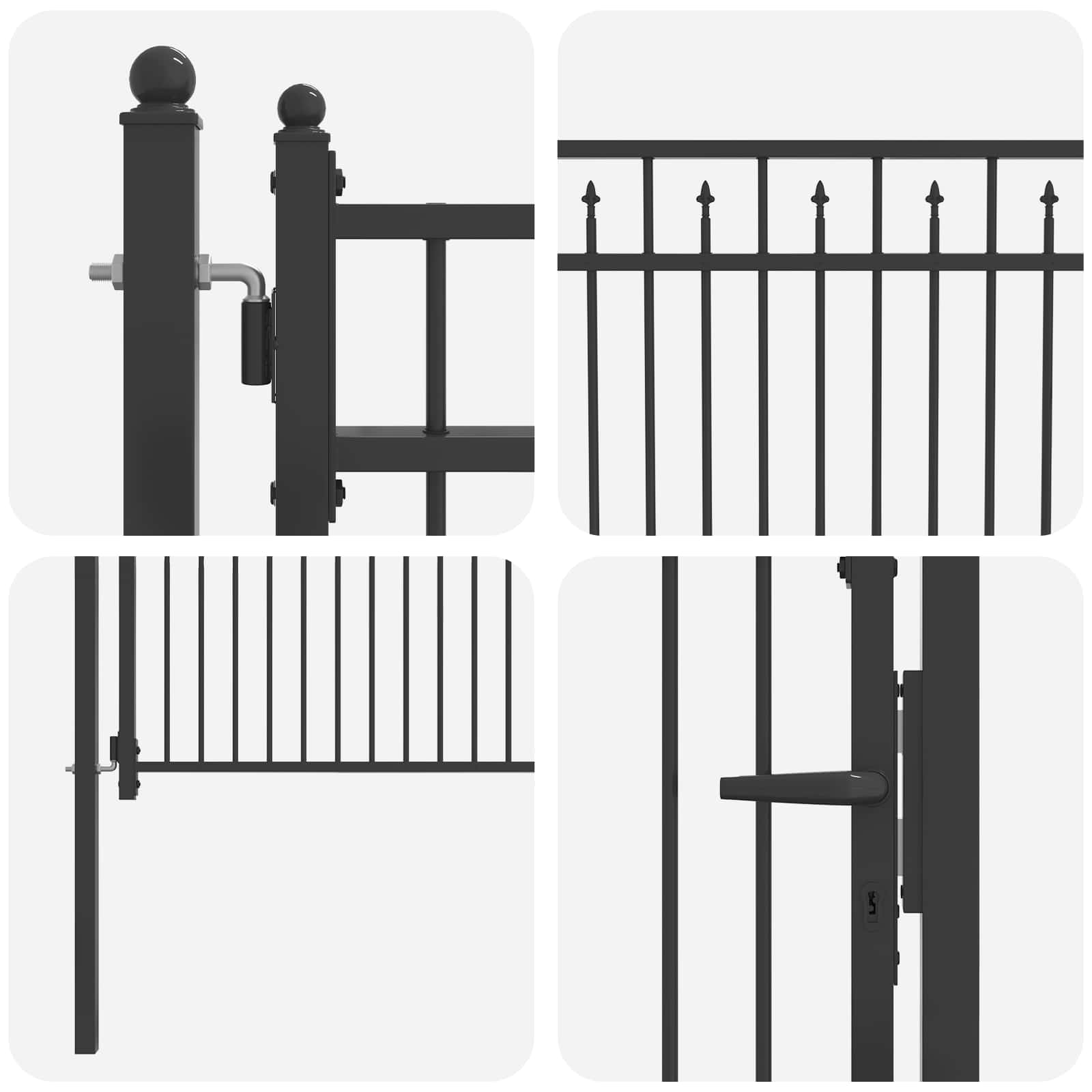 Puerta de cerca HORST 100 x 100 cm Metal Negro Con cerradura