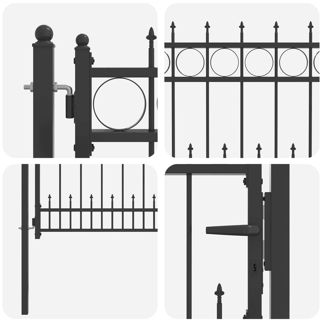 Puerta de cerca HORST 100 x 75 cm Metal Negro Con cerradura
