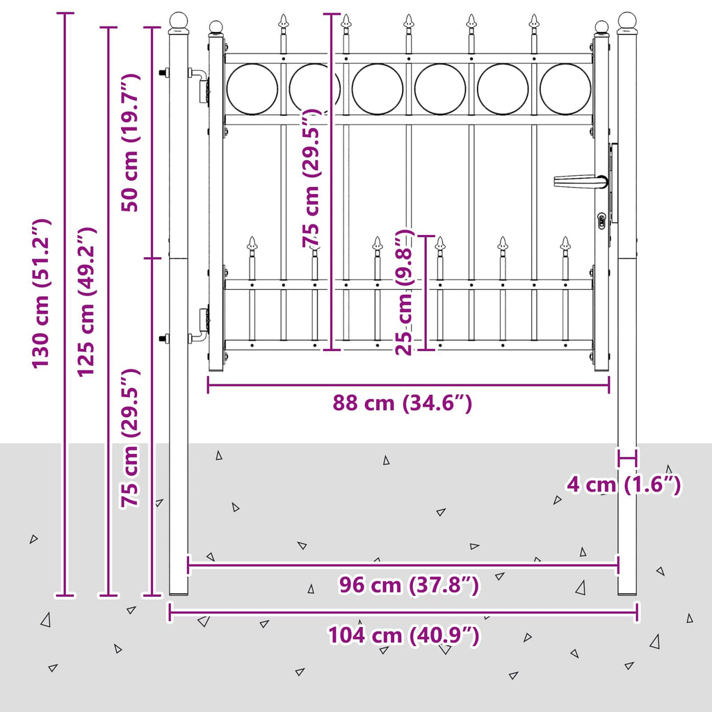 Puerta de cerca HORST 100 x 75 cm Metal Negro Con cerradura