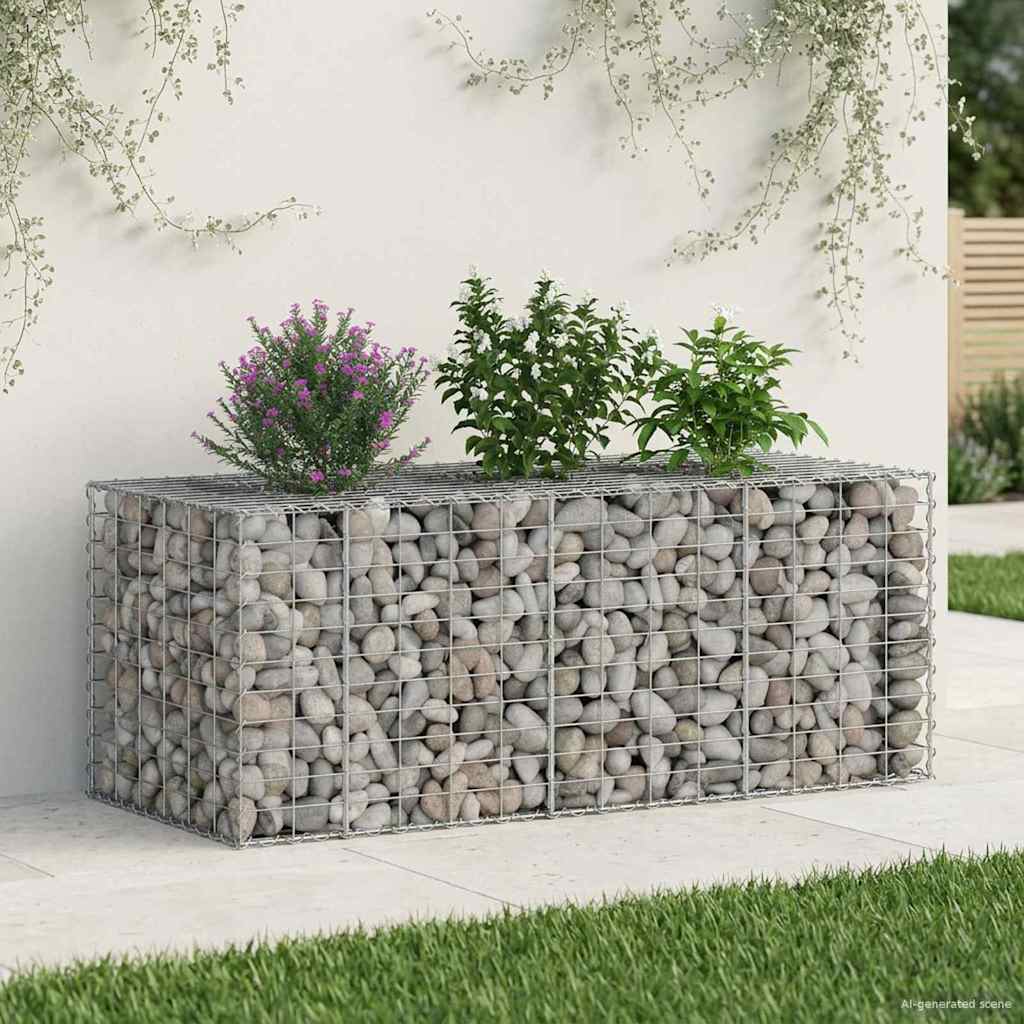 Gabion Raised Bed 2 pcs Silver 130 x 50 x 150 cm