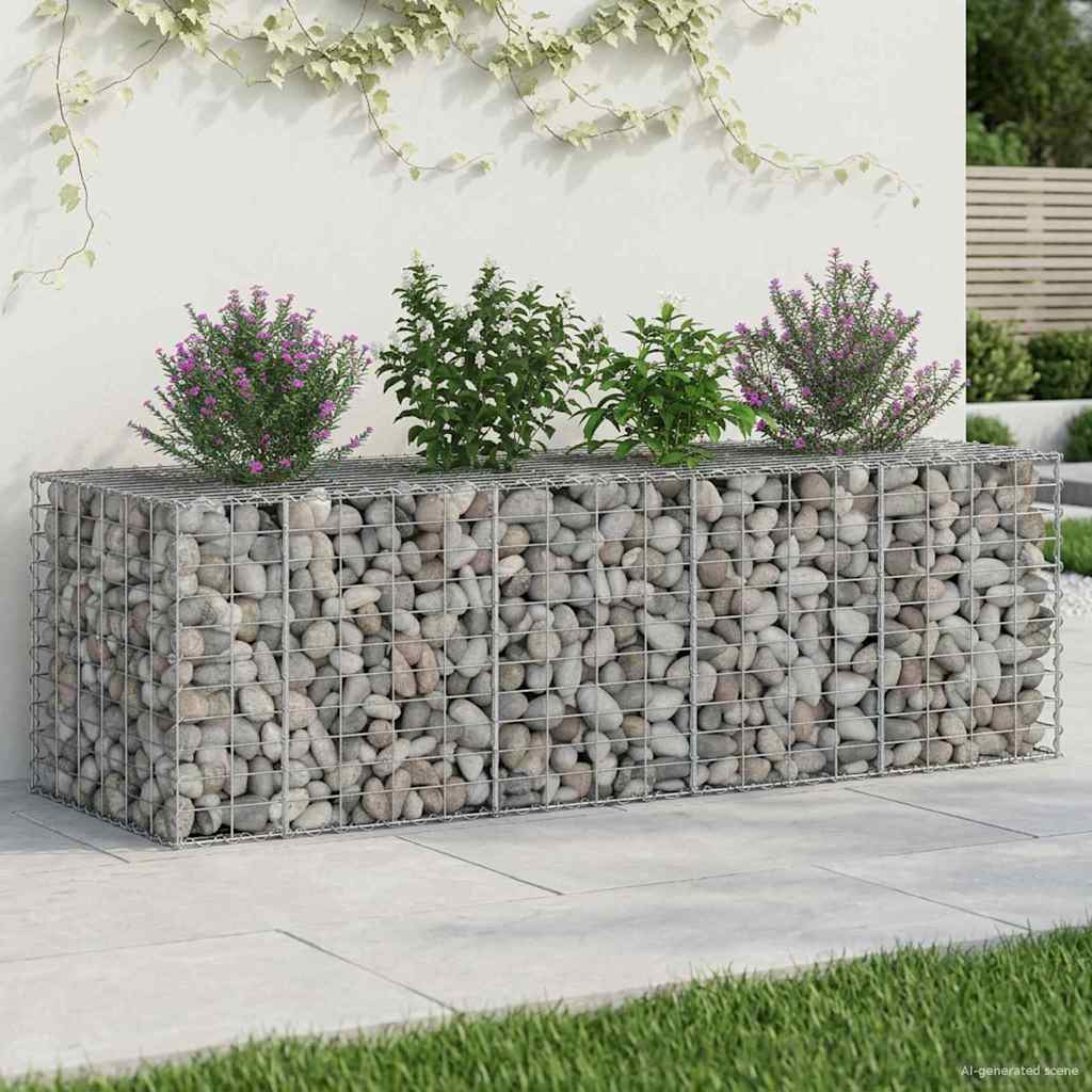 Gabion Raised Bed 2 pcs Silver 130 x 50 x 150 cm