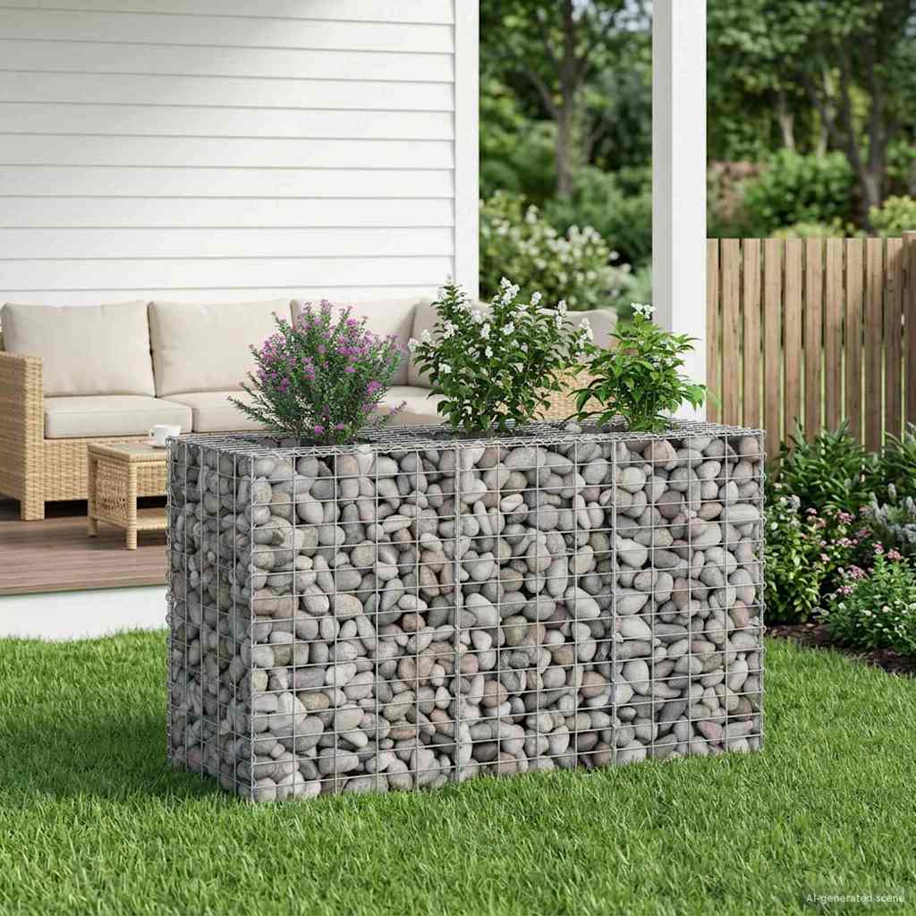 Gabion Raised Bed 2 pcs Silver 130 x 50 x 150 cm