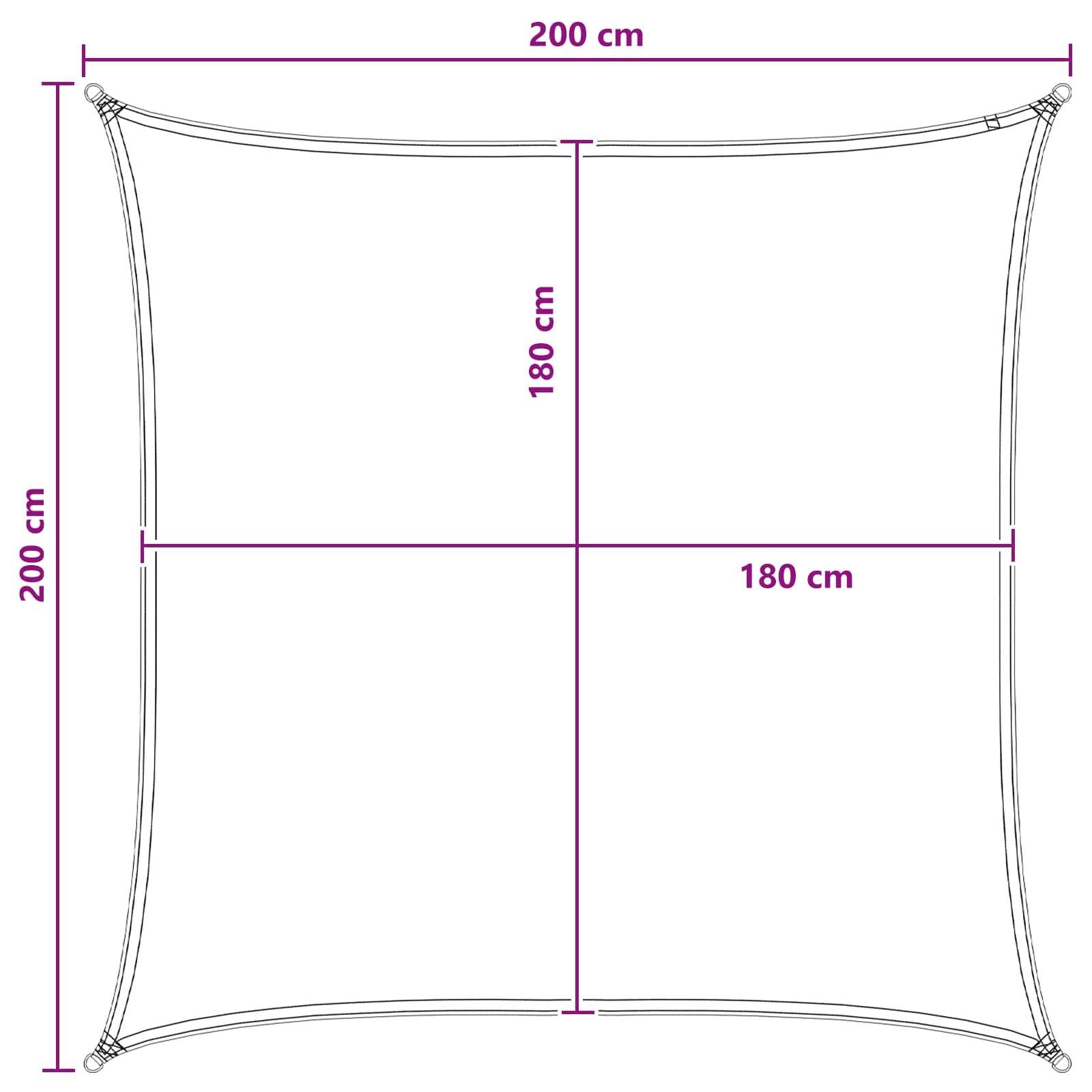 Toldo Vela Amarillo y blanco 2 x 2 m HDPE