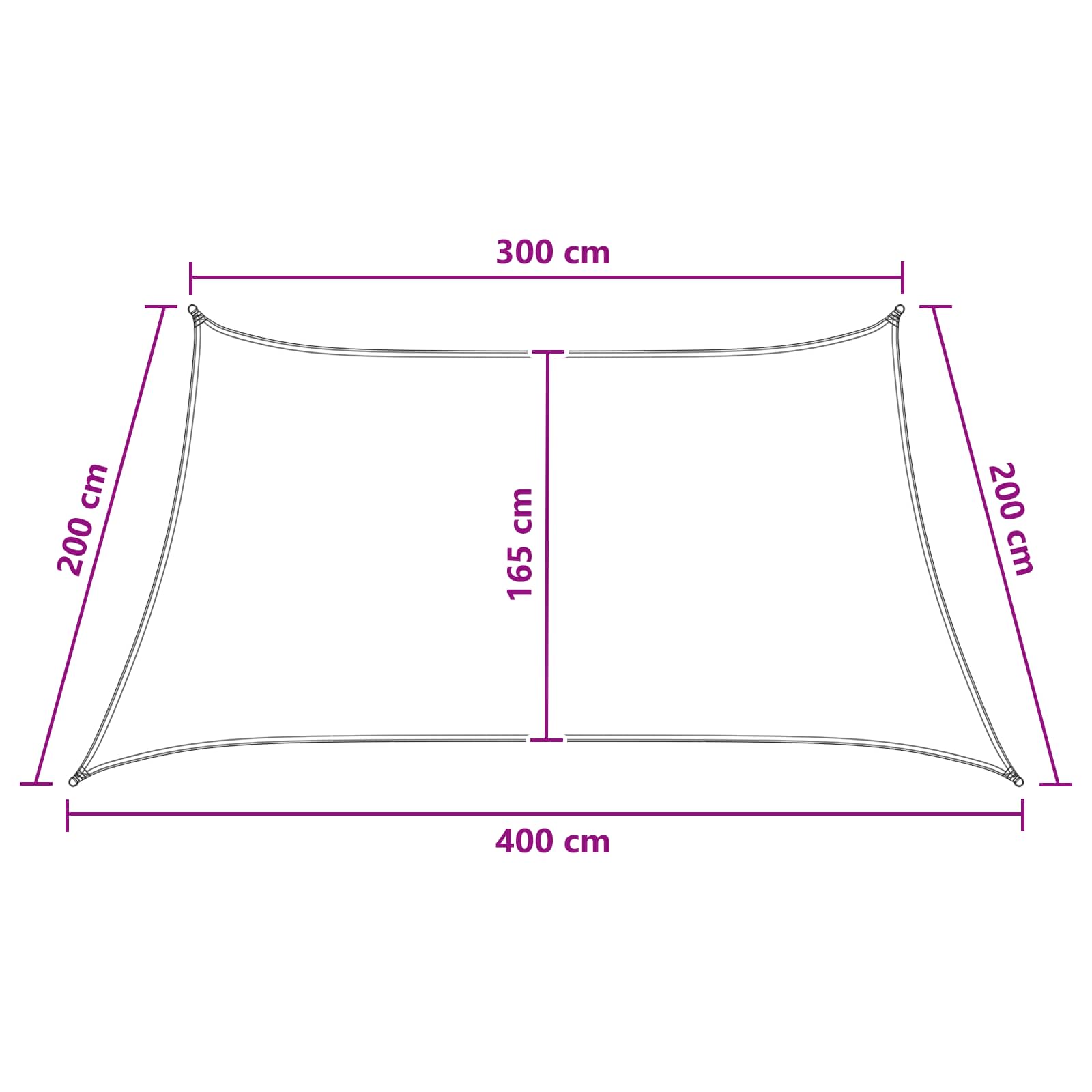 Toldo Vela Amarillo y blanco 3 / 4 x 2 m HDPE